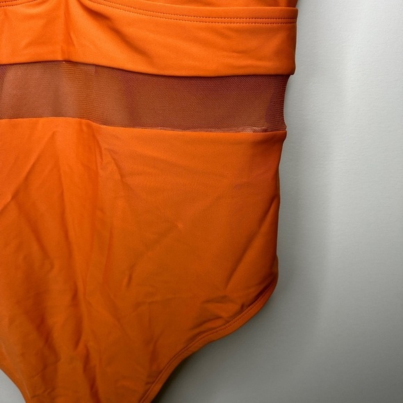 CUPSHE One Piece Swimsuit V Neck Mesh Tummy Control Adjustable Wide Strap 1X - Picture 6 of 10